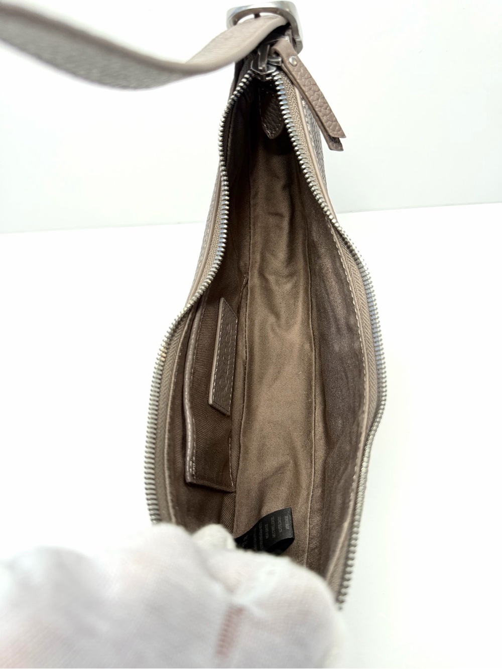 Quince Italian Leather Convertible Mini Crescent Shoulder Bag - Taupe - Picture 8 of 9